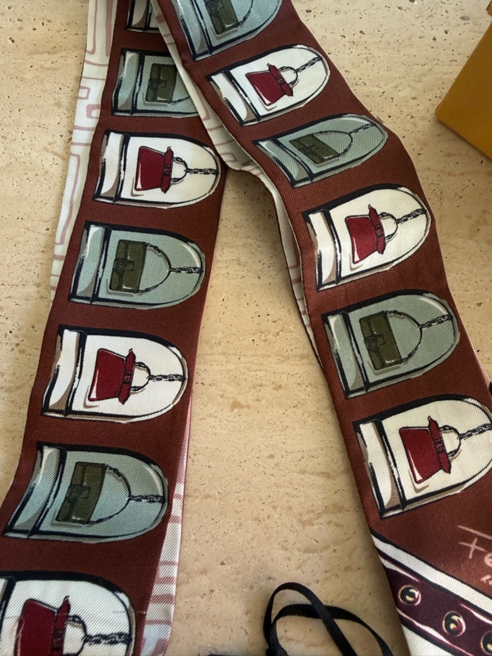 NWT FENDI Silk Scarf Reversible Foulard Bag Print & Logo - Picture 6 of 8
